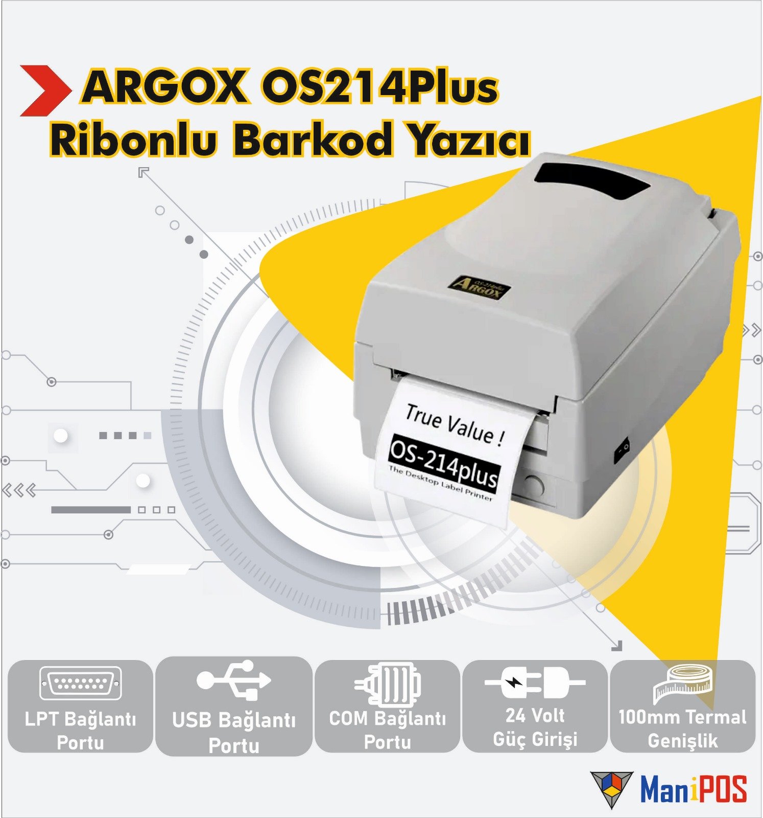 ARGOX OS-214 PLUS RIBONLU BARKOD YAZICI